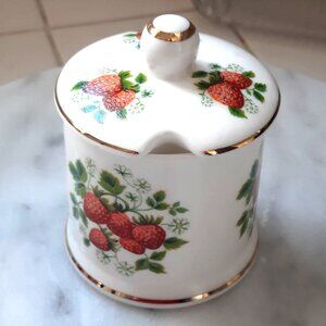Vintage Fortnum & Mason Vintage English Preserve Pot Strawberries Fine China Gol